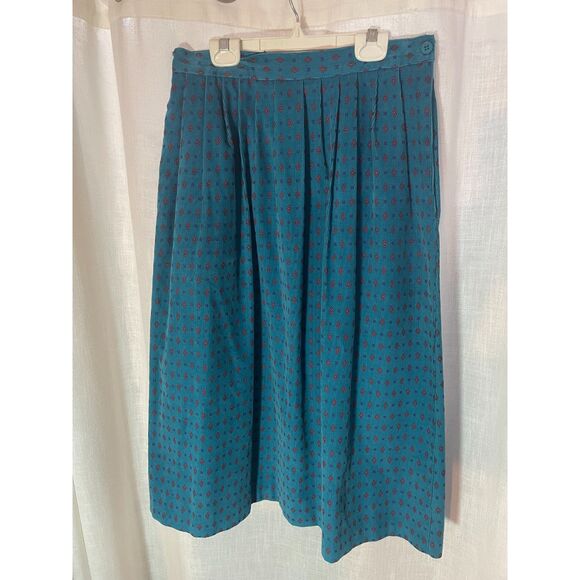 vintage Dresses & Skirts - Vintage Sweetbriar Teal Corduroy Dirndl Style Skirt Size M Cottage Core Midi EUC
